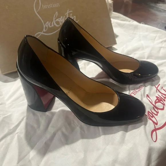 Christian Louboutin Black Patent Leather Heels - Picture 2 of 10